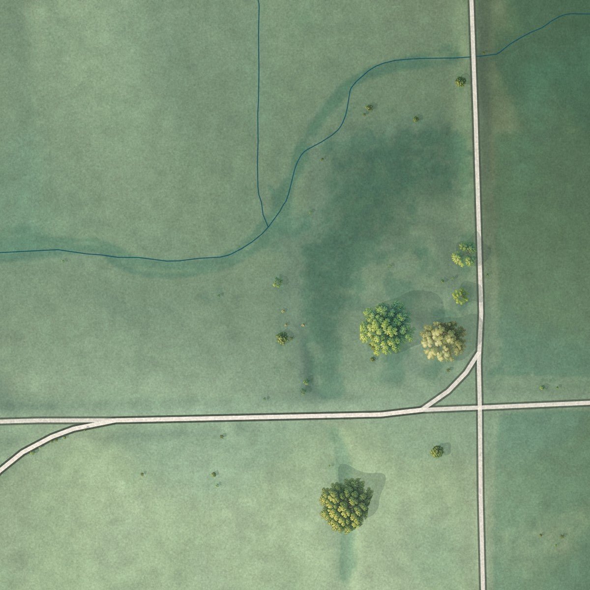 Second close-up of the map of Cornlea, Nebraska print showing more streets and buildings