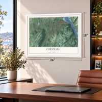 Cornwall, New York map, 18 x 24 inch print in a white frame in a home office