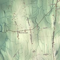 Close-up of the map of Cornwall, Vermont print showing terrain and local geography