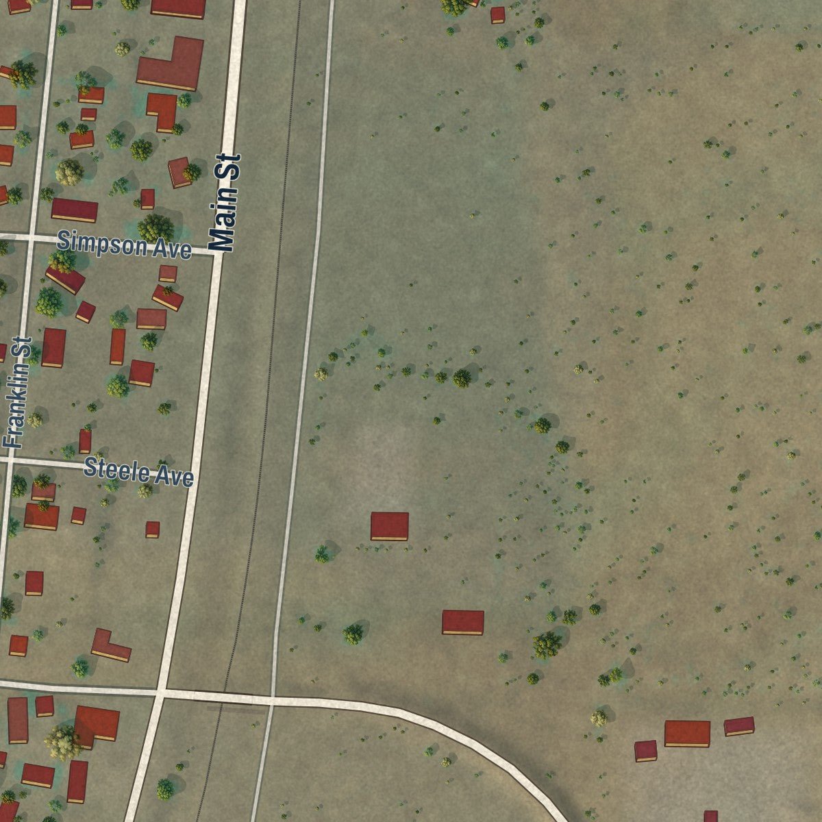 Second close-up of the map of Corona, New Mexico print showing more streets and buildings
