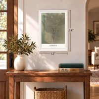 Corona, New Mexico map, 12 x 18 inch print in a white frame in an entryway