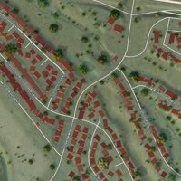 Second close-up of the map of Coronita, California print showing more streets and buildings