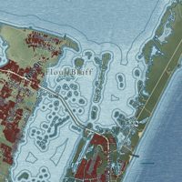 Second close-up of the map of Corpus Christi, Texas print showing more streets and buildings