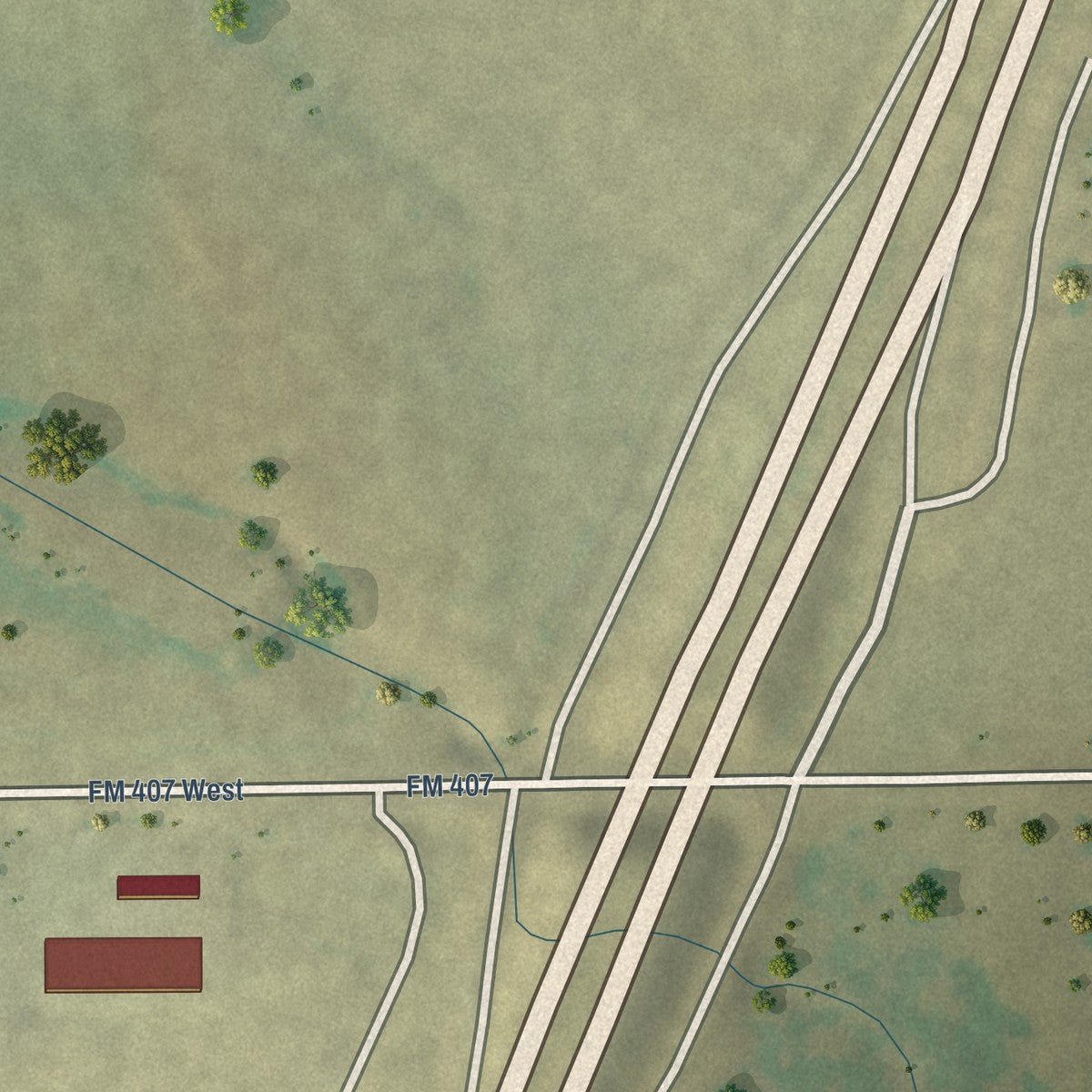 Second close-up of the map of Corral City, Texas print showing more streets and buildings