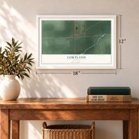 Cortland, Indiana map, 12 x 18 inch print in a white frame in an entryway