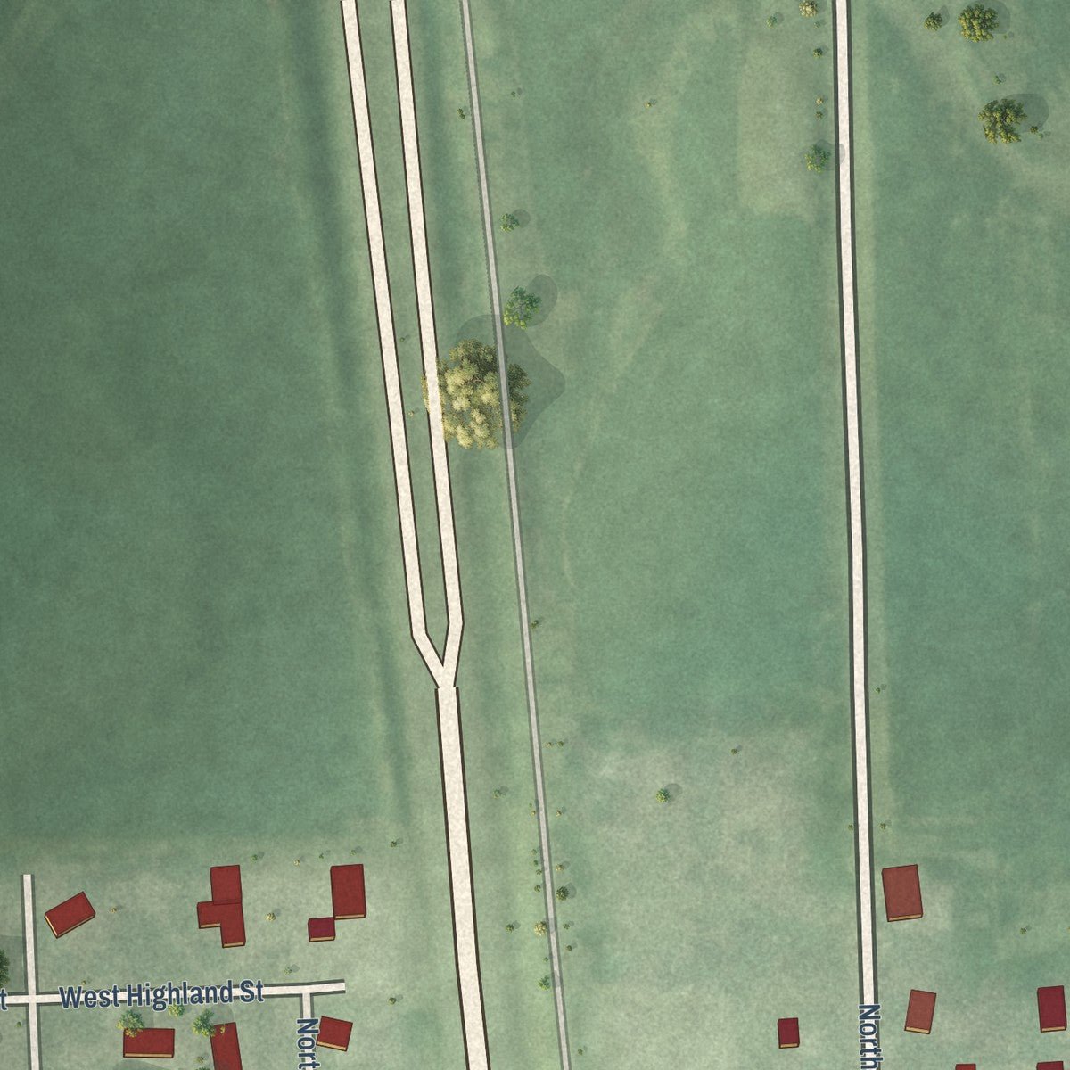 Second close-up of the map of Cortland, Nebraska print showing more streets and buildings