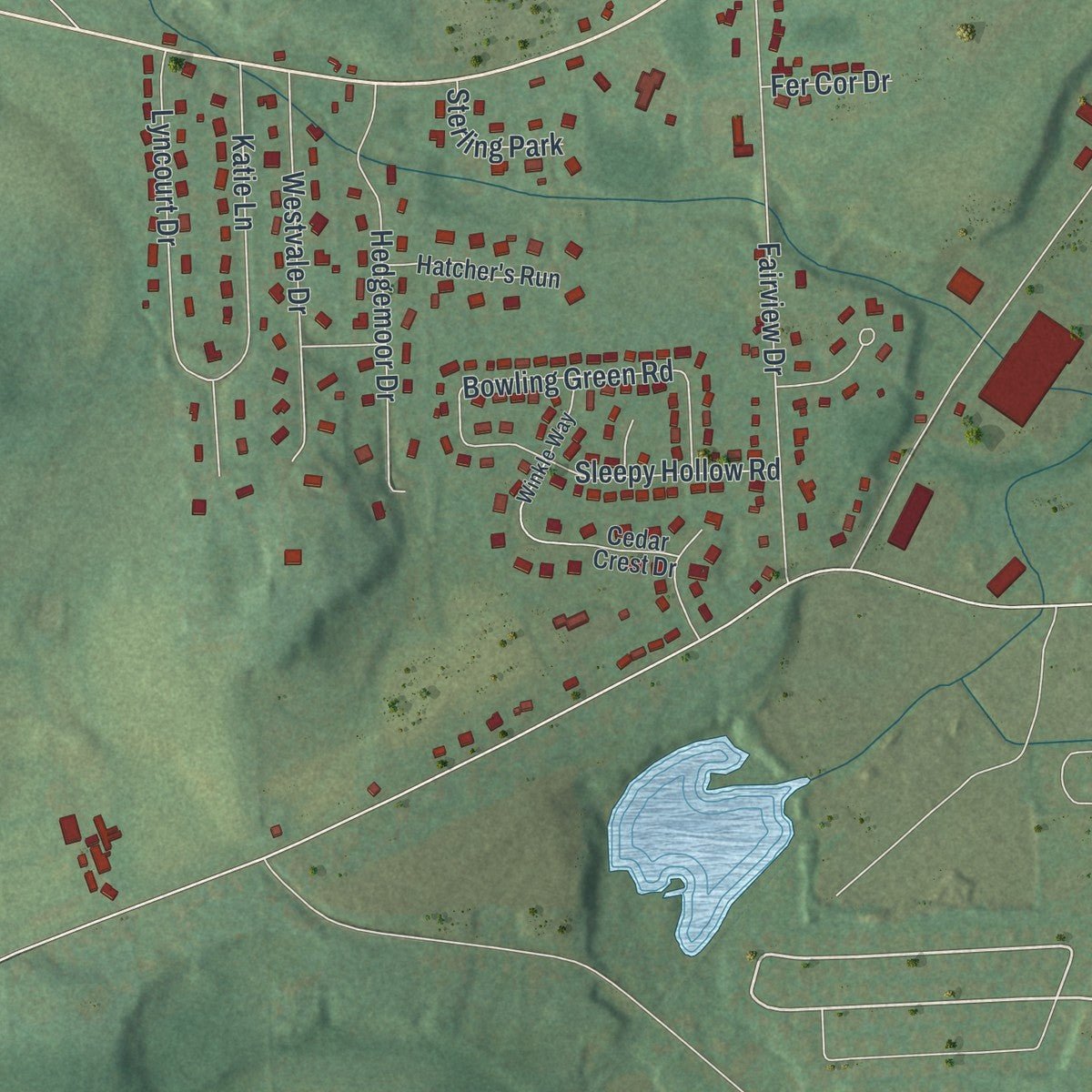 Second close-up of the map of Cortland West, New York print showing more streets and buildings