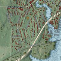 Second close-up of the map of Cos Cob, Connecticut print showing more streets and buildings