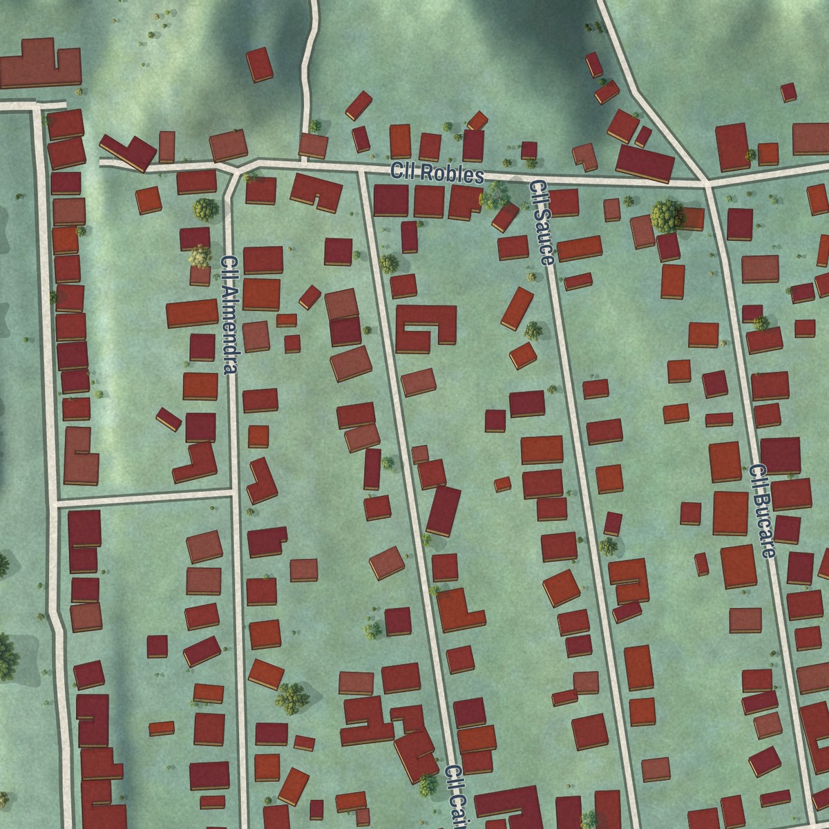 Second close-up of the map of Coto Norte, Puerto Rico print showing more streets and buildings