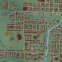 Second close-up of the map of Cottage Grove, Oregon print showing more streets and buildings