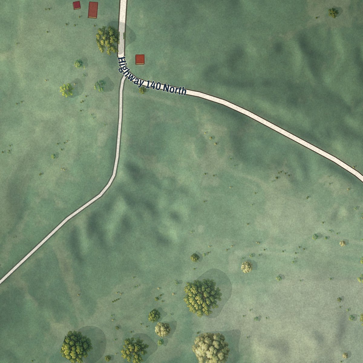 Second close-up of the map of Cottage Grove, Tennessee print showing more streets and buildings
