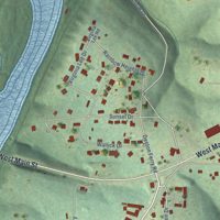 Second close-up of the map of Cotter, Arkansas print showing more streets and buildings