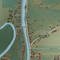 Second close-up of the map of Cottonport, Louisiana print showing more streets and buildings