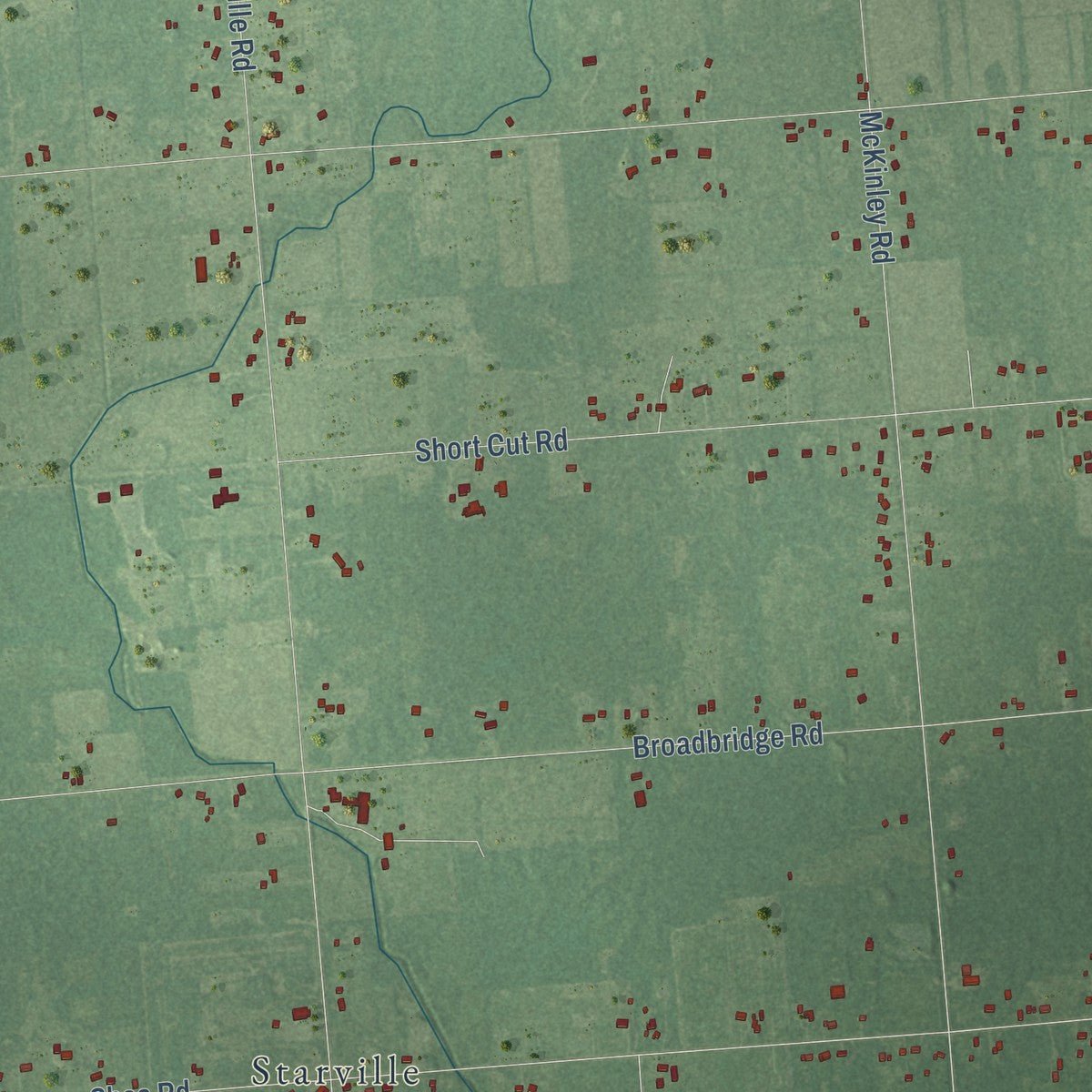 Second close-up of the map of Cottrellville, Michigan print showing more streets and buildings