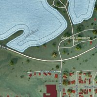 Second close-up of the map of Coulee City, Washington print showing more streets and buildings