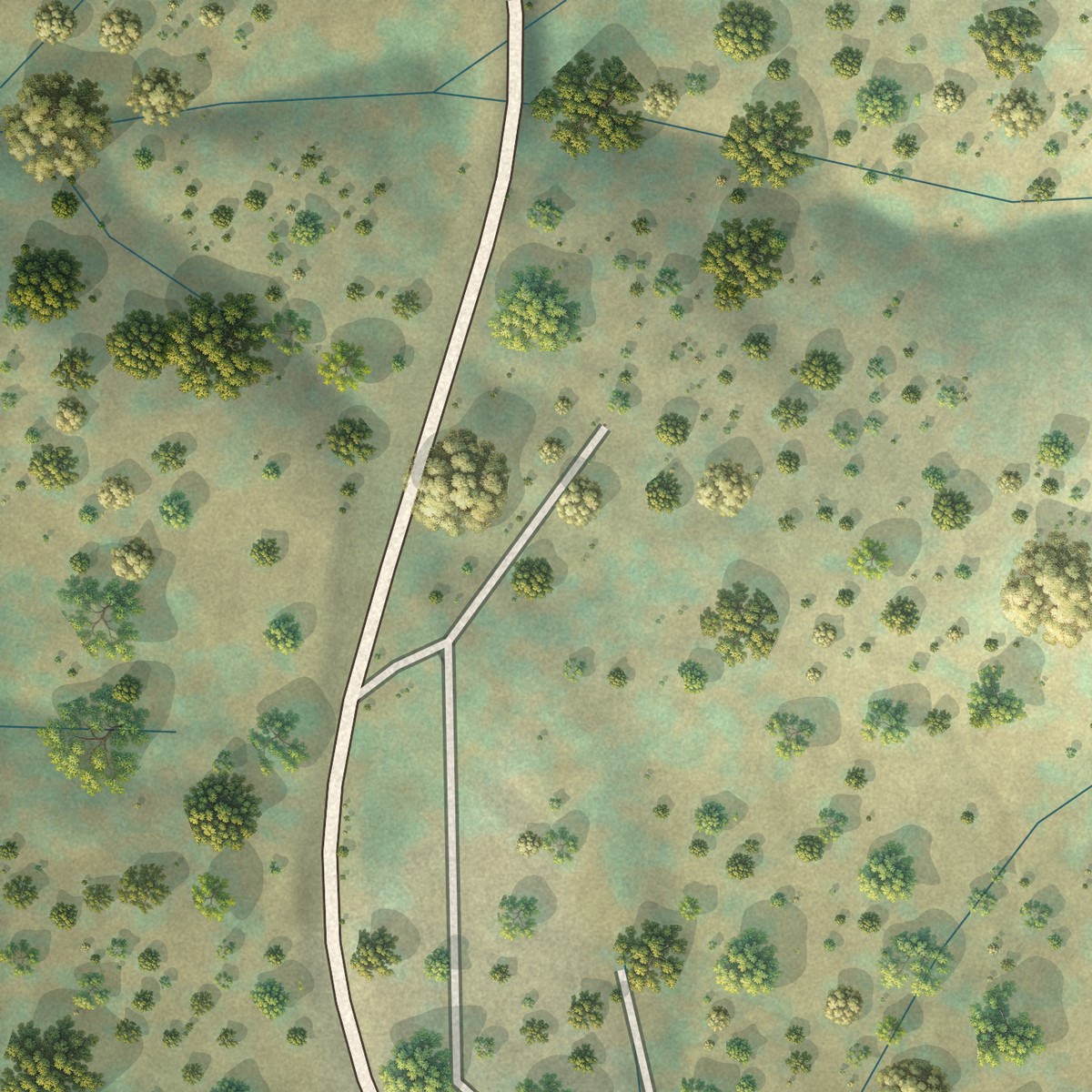 Second close-up of the map of Coulterville, California print showing more streets and buildings