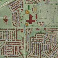 Second close-up of the map of Country Club Hills, Illinois print showing more streets and buildings