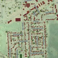 Second close-up of the map of Countryside, Illinois print showing more streets and buildings