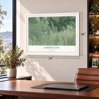 County Line, Alabama map, 18 x 24 inch print in a white frame in a home office