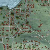 Second close-up of the map of Coupeville, Washington print showing more streets and buildings