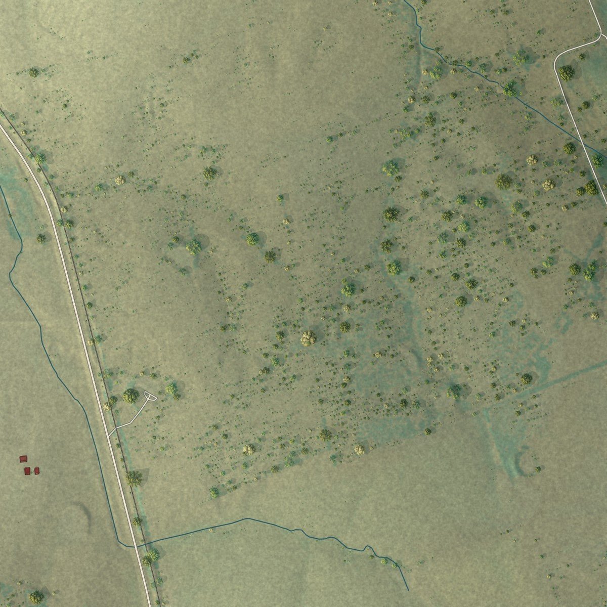 Second close-up of the map of Coupland, Texas print showing more streets and buildings