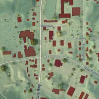 Second close-up of the map of Courthouse Square, Virginia print showing more streets and buildings