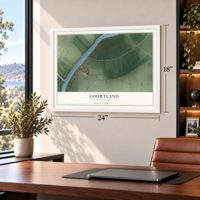 Courtland, California map, 18 x 24 inch print in a white frame in a home office