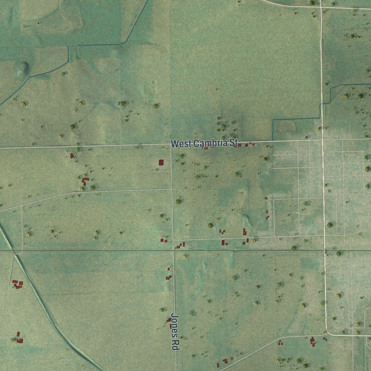 Second close-up of the map of Courtland, Wisconsin print showing more streets and buildings