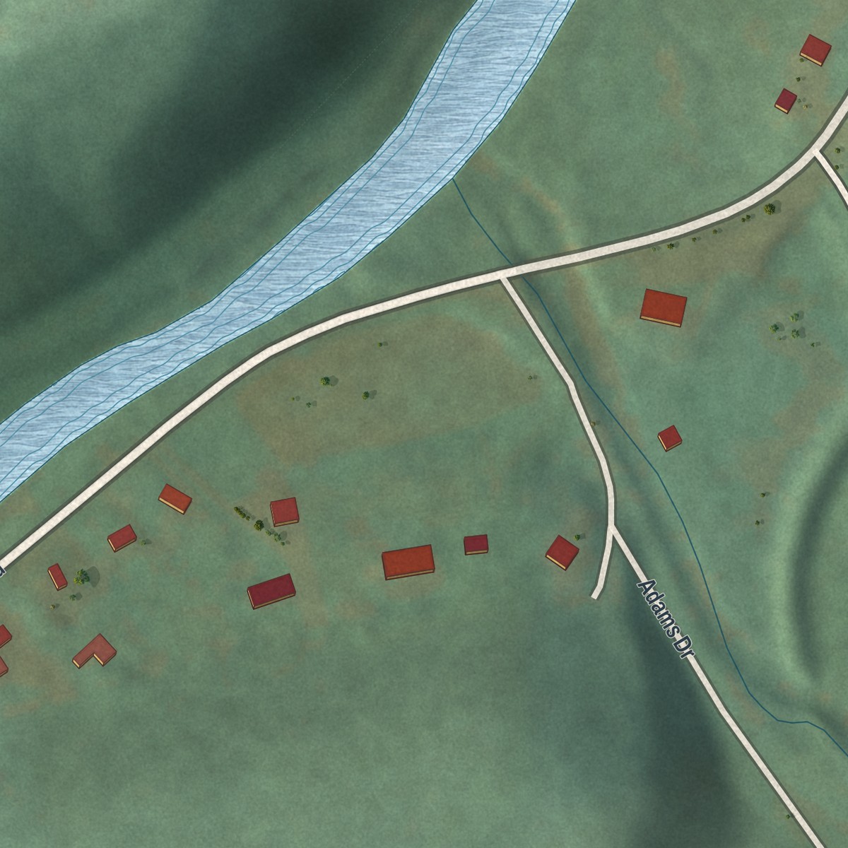 Second close-up of the map of Cove Forge, Pennsylvania print showing more streets and buildings