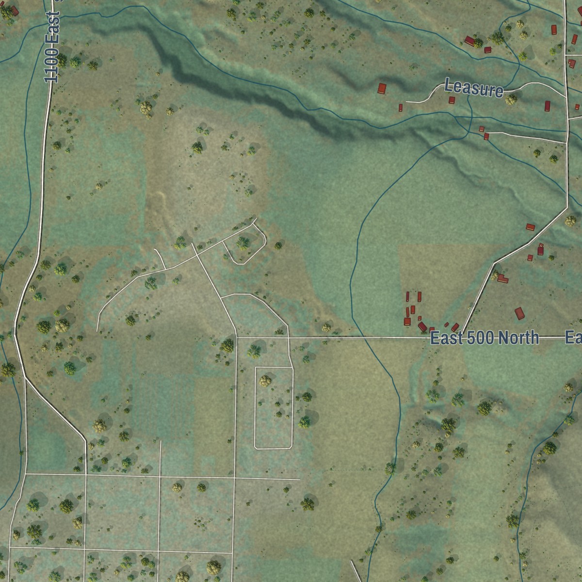 Second close-up of the map of Cove, Utah print showing more streets and buildings