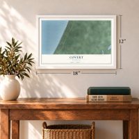 Covert, Michigan map, 12 x 18 inch print in a white frame in an entryway