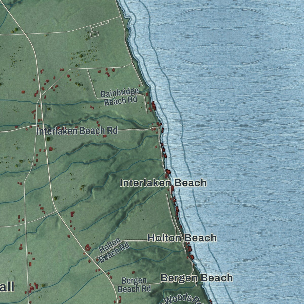 Second close-up of the map of Covert, New York print showing more streets and buildings