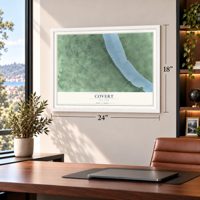 Covert, New York map, 18 x 24 inch print in a white frame in a home office