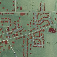 Second close-up of the map of Covington, Indiana print showing more streets and buildings