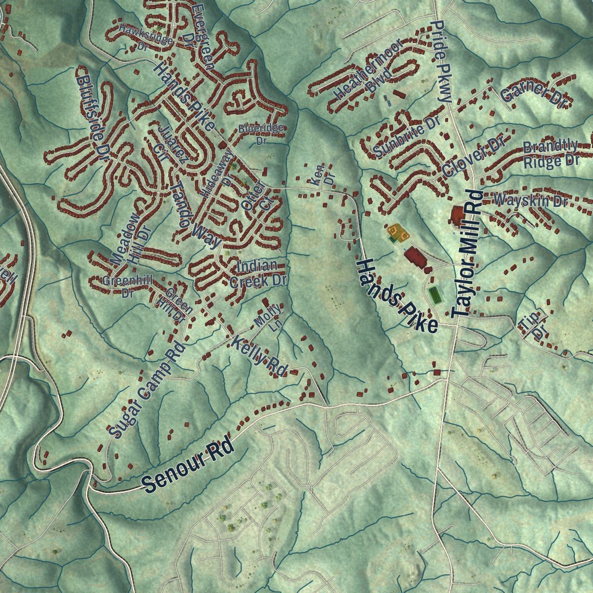 Second close-up of the map of Covington, Kentucky print showing more streets and buildings