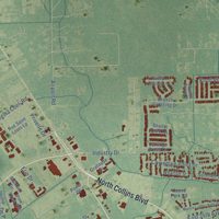 Second close-up of the map of Covington, Louisiana print showing more streets and buildings