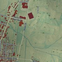 Second close-up of the map of Covington, Tennessee print showing more streets and buildings