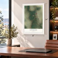 Covington, Texas map, 18 x 24 inch print in a white frame in a home office