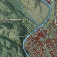 Second close-up of the map of Covington, Virginia print showing more streets and buildings