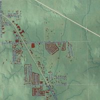 Second close-up of the map of Coweta, Oklahoma print showing more streets and buildings