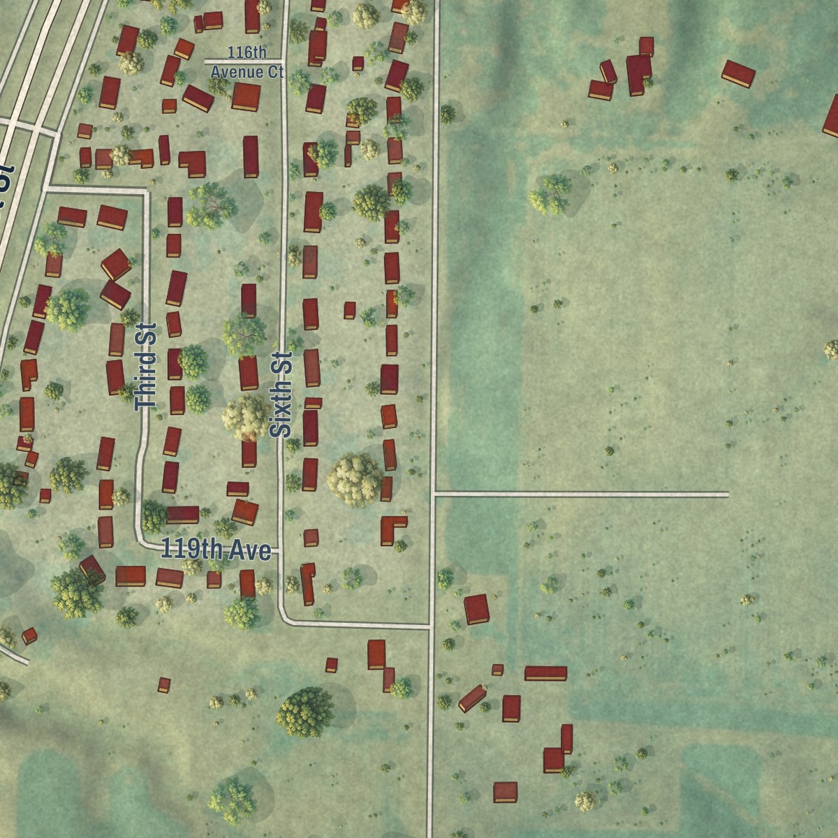 Second close-up of the map of Coyne Center, Illinois print showing more streets and buildings