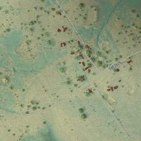 Second close-up of the map of Coyote Flats, Texas print showing more streets and buildings