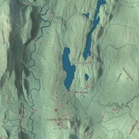 Close-up of the map of Craftsbury, Vermont print showing terrain and local geography