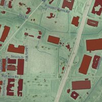 Second close-up of the map of Cranbury, New Jersey print showing more streets and buildings