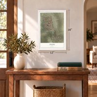 Crane, Texas map, 12 x 18 inch print in a white frame in an entryway