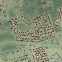 Second close-up of the map of Crawfordville, Florida print showing more streets and buildings