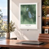 Cree Lake, Indiana map, 18 x 24 inch print in a white frame in a home office