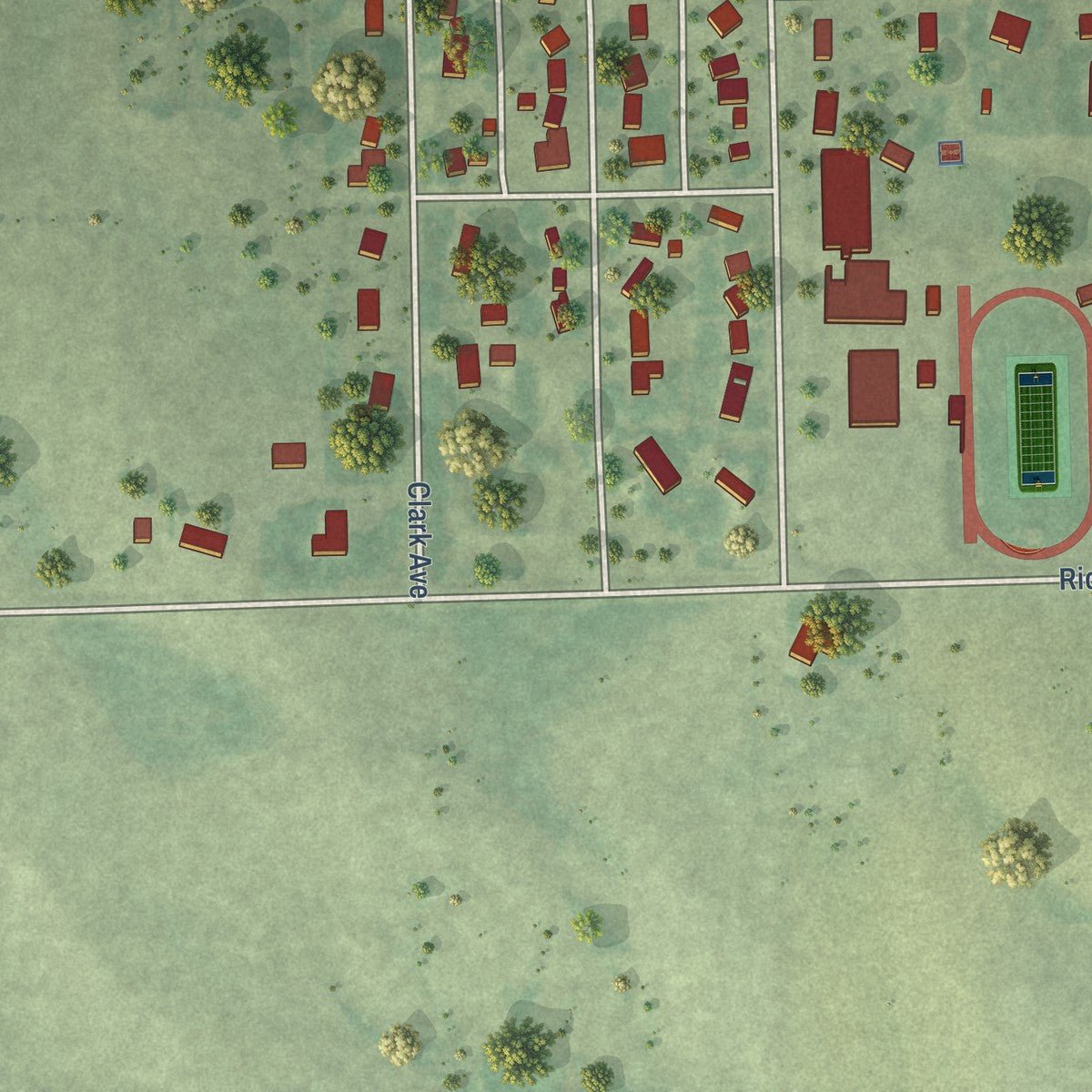Second close-up of the map of Creighton, Nebraska print showing more streets and buildings
