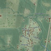 Second close-up of the map of Creola, Alabama print showing more streets and buildings