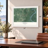 Creola, Alabama map, 18 x 24 inch print in a white frame in a home office